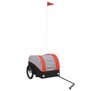 Bicycle Trailer Black Orange Iron 30 kg Load Capacity with Safety Flag 123 x 52 x 53 cm Ideal for Transporting Luggage, Pets, Shopping, Outdoor and Everyday Use