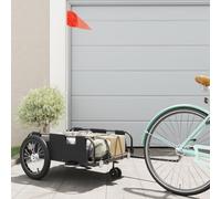 Bicycle Trailer Black Oxford Fabric and Powder-Coated Iron with 124 x 64.5 x 36 cm, 45 kg Load Capacity, Reflectors, Flag, Ideal for Transporting Luggage, Dog, Baby, Outdoor
