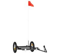 Bicycle Trailer Black Powder-Coated Iron 122 x 53 x 28 cm, Robust Load Transport with Clutch and Safety Flag for Luggage, Dog, Child, Shopping, Outdoor, City, Camping