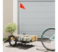 Bicycle Trailer Black Powder-Coated Iron 126 x 63 x 34 cm with Safety Flag, Robust Coupling, Foldable for Transporting Luggage, Load, Dog, Child, Ideal for City