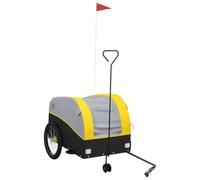 Bicycle Trailer Black Yellow Iron 45 kg Load Capacity with Safety Flag, 133 x 68 x 68 cm, Foldable, Ideal for Luggage, Transport, Dog, Child, Outdoor, Camping, Daily Life, Tour, Shopping