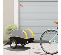 Bicycle Trailer Black Yellow Iron with 30 kg Load Capacity, 123 x 52 x 53 cm, Safety Flag, Drawbar Coupling, Ideal for Transporting Luggage, Load, Dog and Outdoor Use