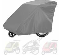 Bicycle Trailer Cover Waterproof PU Coated Windproof Dustproof Protective Cover with Drawstring for Qeridoo for Burley for Thule Single Double and Pet Trailers 140x84x100cm(Gray)