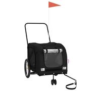 Bicycle Trailer Dog Black Oxford Fabric and Iron, Foldable with Net and Rain Cover, 134 x 68 x 72 cm, 45 kg Load Capacity, with Brake and Bag