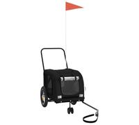 Bicycle Trailer Dog Black Oxford Fabric and Iron, Foldable with Net, Rain Cover, 122 x 52 x 53 cm, Max. 30 kg, Ideal for Outdoors, Walks, Veterinarians and Comfort Transport