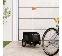 Bicycle Trailer Dog Black Oxford Fabric and Iron, Foldable with Net, Rain Cover, 124 x 53 x 53 cm, 30 kg Load Capacity, Ideal for Small Dogs, Cats, Outdoor, Travel, Walk, Veterinarian