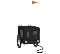 Bicycle Trailer Dog Black Oxford Fabric Iron Foldable with Mesh Windows, Rain Cover and Brake, 63 x 123 x 66 cm, up to 45 kg, Ideal for Walking, Outdoor, Vet, Jogging