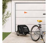 Bicycle Trailer Dog Black Oxford Fabric with Iron Frame, Foldable, 125 x 63 x 66 cm, with Net, Rain Cover, Brake, Basket and Bag for Small Dog and Cat, Ideal for Walking, Travel