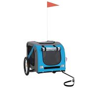 Bicycle Trailer Dog Blue and Grey Oxford Fabric Iron Foldable Stable with Mesh Windows Reflectors 45kg Load Capacity Ideal for Outing, Travel and Veterinary Visits