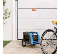 Bicycle Trailer Dog Blue and Grey with Oxford Fabric and Iron Frame, Foldable and Lightweight with Net, Rain Cover, Brake and Bag for Outdoor, Walking and Veterinarian
