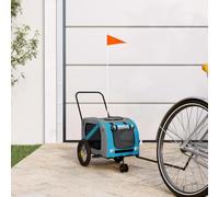 Bicycle Trailer Dog Blue Black Oxford Fabric and Iron 122 x 52 x 53 cm Foldable with Net Rain Cover Brake and Bag for Small Dogs, Cats, Seniors, Puppies, Outdoors, Walking