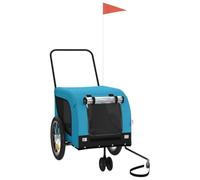 Bicycle Trailer Dog Blue Black Oxford Fabric and Iron 125 x 63 x 66 cm with Mesh Windows, Reflectors, Foldable, Stable for Trips, Travel, Outdoor and Veterinarian