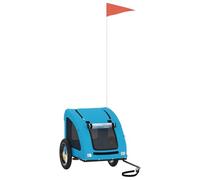 Bicycle Trailer Dog Blue Oxford Fabric and Iron, Foldable with Net and Rain Cover, 124 x 53 x 53 cm, 30 kg Load Capacity, with Brake and Suspension for Outdoor, Walk, Travel, Veterinarian
