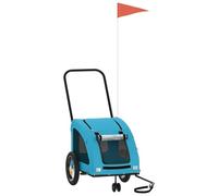 Bicycle Trailer Dog Blue Oxford Fabric with Iron Frame, Foldable and Lightweight, with Mesh Windows, Rain Cover, Brake, Bag, Ideal for Outdoor, Walking, Veterinarian and Travel Comfort