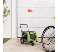 Bicycle Trailer Dog Green and Black Oxford Fabric Iron 122 x 52 x 53 cm Foldable Stable with Mesh Window Reflectors Brake Ideal for Outing, Travel and Veterinarian