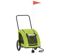 Bicycle Trailer Dog Green Oxford Fabric and Iron, Foldable with Net, Rain Cover, Brake, Basket and Bag, 124.5 x 63.5 x 66 cm, for Small Dogs, Cats, Outdoors, Travel, Walking