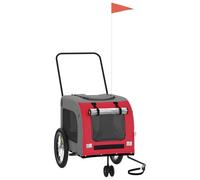 Bicycle Trailer Dog Red Grey Oxford Fabric and Iron, Foldable with Net and Rain Cover, 124 x 53 x Max, Ideal for Walking, Travel and Outdoor Transport