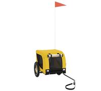Bicycle Trailer Dog Yellow Black Oxford Fabric and Iron Foldable Stable with Mesh Window and Reflectors Transport Trolley for Outing, Veterinarian, Outdoor, Max. 30 kg