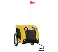 Bicycle Trailer Dog Yellow Black Oxford Fabric with Iron Frame, Foldable with Mesh Window and Rain Cover, 45 kg Load Capacity, Ideal for Walking, Outdoor, Veterinarian and Travel