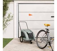 Bicycle Trailer Dogs Grey Oxford Fabric with Iron Frame 124.5 x 63.5 x 66 cm Foldable with Mesh Windows and Rain Cover for Pet Pushchair Dog Buggy Cat Buggy Outdoor Travel
