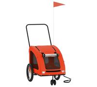 Bicycle Trailer Dogs in Orange and Grey Oxford Fabric with Iron Frame 137 x 68 x 72 cm Foldable with Net Rain Cover Brake for Small Dog Cat Outdoor Walking Travel