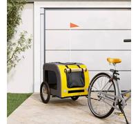 Bicycle Trailer Dogs Yellow Grey Oxford Fabric Robust Iron Frame Foldable with Mesh Windows, Reflectors, Rain Cover, 69 x 133.5 x 73.5 cm, 45 kg Load Capacity, Ideal for Outings and Outdoors