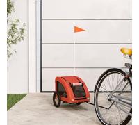 Bicycle Trailer for Dogs Made of Orange Oxford Fabric with Iron Frame 124 x 53 x 53 cm, Foldable, with Net, Rain Cover, Brake and Basket for Outdoor Walking and Travel