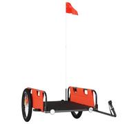 Bicycle Trailer Made of Orange Oxford Fabric with Powder-Coated Iron Frame, 135 x 68 x 38.5 cm, Foldable, Safe for Transporting Luggage, Pet, Child, Ideal for Everyday Use, Camping, Travel