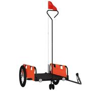 Bicycle Trailer Orange Oxford Fabric and Powder-Coated Iron, 124 x 64.5 x 36 cm, Foldable with Clutch and Reflectors for Transporting Luggage, Dog, Child, Suitable for Everyday Use, Travel