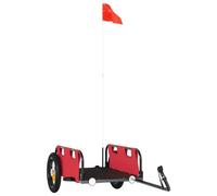 Bicycle Trailer, Red, Oxford Fabric and Powder-Coated Iron, 122 x 53 x 33 cm, Foldable with Clutch, Safe Transport of Luggage, Load, Child and Pet for Everyday Use and Trips