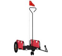 Bicycle Trailer Red Oxford Fabric Powder Coated Iron Foldable with Coupler 30kg Load for Child Dog Luggage Outdoor City Camping Safety and Transport