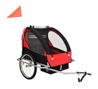 Bicycle Trailer Stroller 113x85x105cm Black Red Oxford Fabric Steel Lightweight