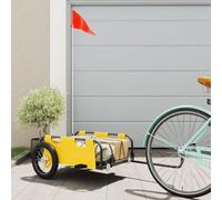 Bicycle Trailer Yellow Oxford Fabric and Powder-Coated Iron, 122 x 53 x 33 cm, Foldable with Coupling, Safe Transport of Luggage, Dog, Child and Baby for Everyday Use, Travel, Camping