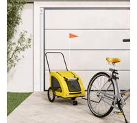 Bicycle Trailer Yellow Oxford Fabric Iron Foldable with Mesh Rain Cover Brake Basket for Dogs and Cats Lightweight Pet Cart for Outdoor Travel Walking