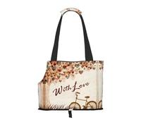 Bicycle under heart tree romantic Patterned pet shoulder bag 26 * 34cm lightweight breathable travel pet bag weekend pet travel set