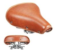 Bicycle Universal PU Saddle, Brown Retro Pu Leather Bike Saddle Soft Comfortable Cycling Seat Waterproof Big Cushion With Shock Absorber, Fits 7/8" Mount Rod