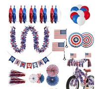 Bicycle Wheel Spoke Decoration Kit Red Patriotic Flags | Bicycle Decoration Kit For Memorial Day Gathering, Independence Party And The 4th Of July Event