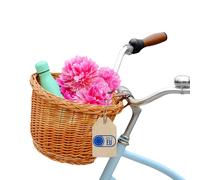 Creative Home Bicycle Wicker Basket | 36 x 29 x 23 cm (+/- 2cm) Lightweight | Bicycle Accessories | Natural Brown Willow | Handmade Hand-Woven + Leather Belts | Shopping Basket