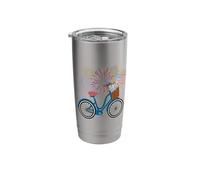 Bicycle with American Flag and Fireworks Stainless Steel Insulated Tumbler