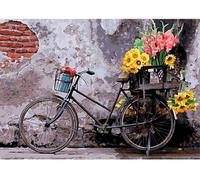 Bicycle with flowers against a weathered brick wall 500-Piece Adult Jigsaw Puzzles