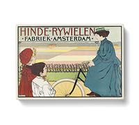 Bicycles By Johann Georg Van Caspel Vintage Advertisement Canvas Wall Art Print Ready to Hang, Framed Picture for Living Room Bedroom Home Office Décor, 76x50 cm (30x20 Inch)