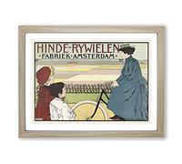 Bicycles By Johann Georg Van Caspel Vintage Advertisement Framed Print | A3 Oak Framed Wall Art | Ready to Hang | Classic Nature Picture | Living Room Bedroom Lounge Office