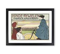 Bicycles By Johann Georg Van Caspel Vintage Advertisement Framed Print | A4 Black Framed Wall Art | Ready to Hang | Classic Nature Picture | Living Room Bedroom Lounge Office