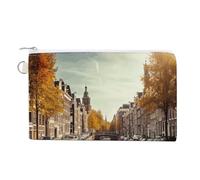 Bicycles in Amsterdam Coin Purse with Zipper Coin Wallet Coin Pouch Canvas Change Purse Pouch Zero Wallet Coin Bag