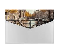Bicycles in Amsterdam Folder Water-Resistant Accordion Files Organizer Moisture-Proof Expanding File Folder Pockets Reusable Clear File Folders Files Bags Document Holder