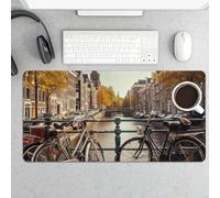 Bicycles in Amsterdam Gaming Mouse Pad 12x24 Inch Desk Pad Protector Waterproof Non-Slip Rubber Base Keyboard Mat Extra Large Desktop Mat for Office Home Computer Laptop Table Accessory