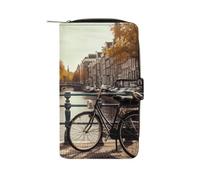 Bicycles in Amsterdam Long Wallet with Zipper Coin Pocket Card Case Large Capacity Card Organizer Leather Purse