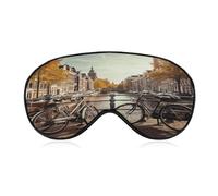 Bicycles in Amsterdam Sleep Mask,Adjustable Strap Sleeping Mask, Complete Light Blocking Sleep Shade Cover,Soft Breathable Comfortable Blindfold for Women and Men