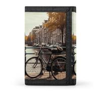 Bicycles in Amsterdam Wallet-Ultra Slim Minimalist Purse Trifold Wallet Credit Card Holder for Men And Women