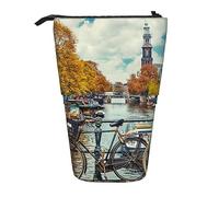 Bicycles in Telescopic Pencil Case Pop Up Pencil Organizer Portable Pen Bag for Office Holiday Cosmetic
